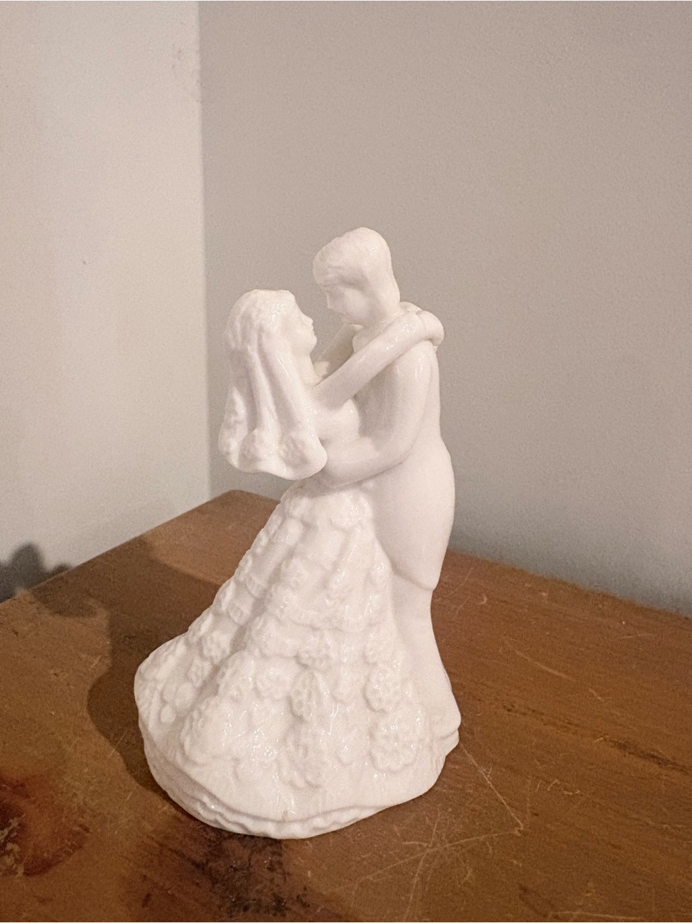 Vintage White Wedding Cake Topper Porcelain 6in